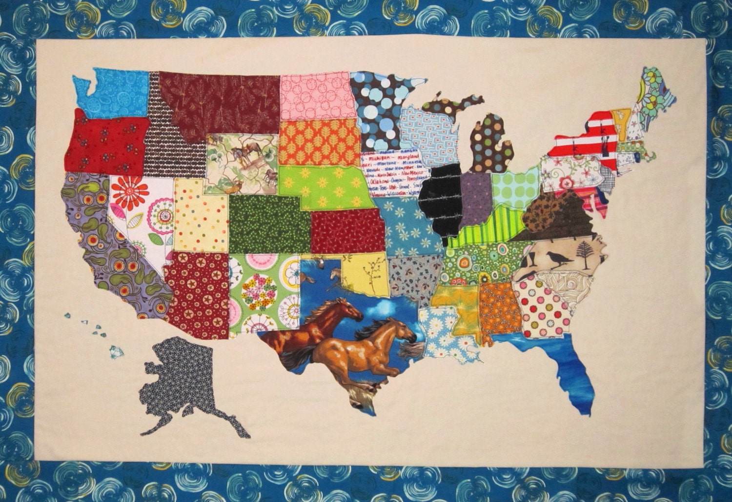 Quilt Pattern Patchwork USA MAP Full sized templates and clear instructions from Quilts by Elena