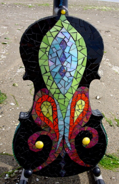 SALE-Shattered Symphony-Original Mosaic Violin Sculpture for the Musician in you.