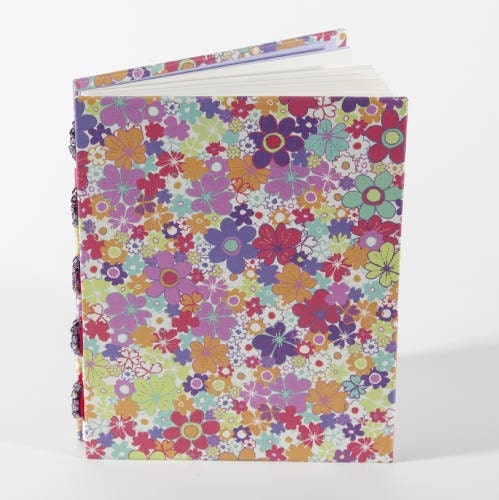 Handmade blank book with colorful flowers