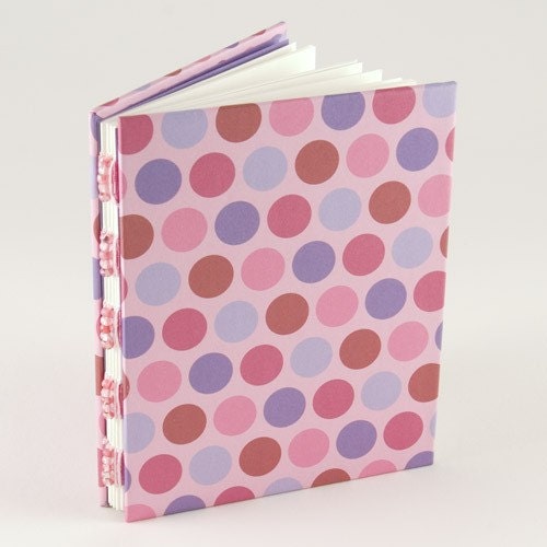 ON SALE Handmade journal with purple and pink dots