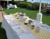 72" YELLOW CHEVRON RUNNER- Zigzag Yellow and white zig zag Table Runner Chevron Wedding Bridal HOme decor