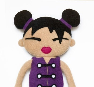 Cloth doll sewing pattern -  Miko japanese rag doll