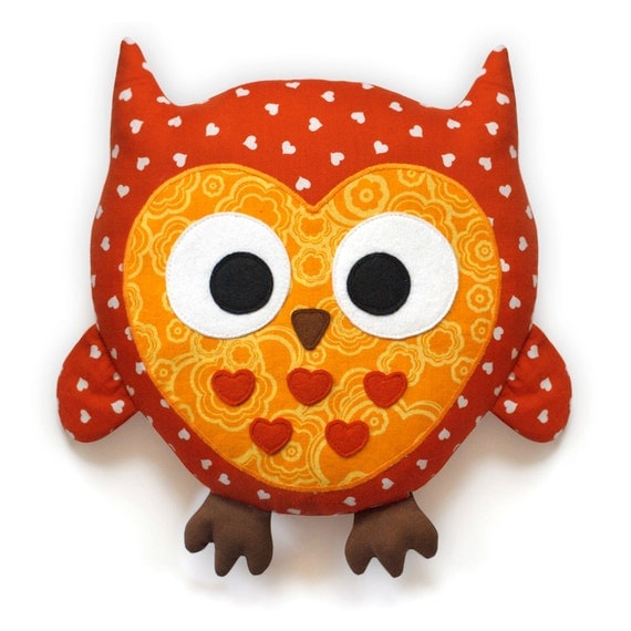 Owl Pattern - plush pillow sewing pattern PDF