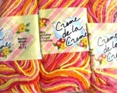 Creme de la Creme Cotton Yarn, Taffy Stripe Ombre, 3 balls, orange yellow red yarn, candy corn, 100% cotton, RESERVED