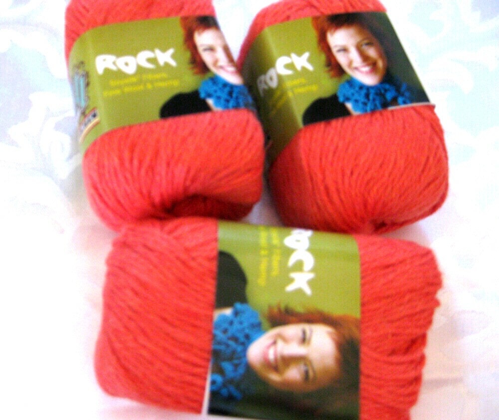 Wool Soysilk Hemp blend yarn, salmon orange, Vickie Howell ROCK collection, Shirley