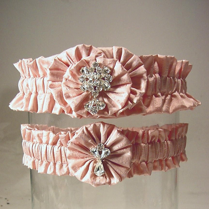 wedding garters Her Majesty's SILK n Crystals  set a PETERENE DESIGN deluxe