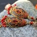 Tundra Sapphire, Coral and champagne quartz earrings on lovely brass finding - vintage swarowski Clay floral earring - El baile flamenco