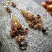 Smokey Quartz, garnet, champagne quartz, andalusite and clay floral gold earrings - The Sun Setting Golden