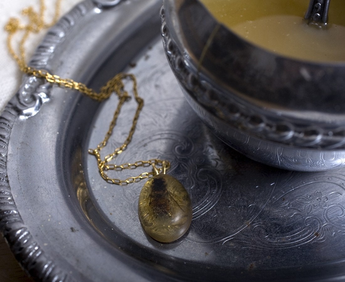 Colony Collapse Real Bee Necklace, Small Oval