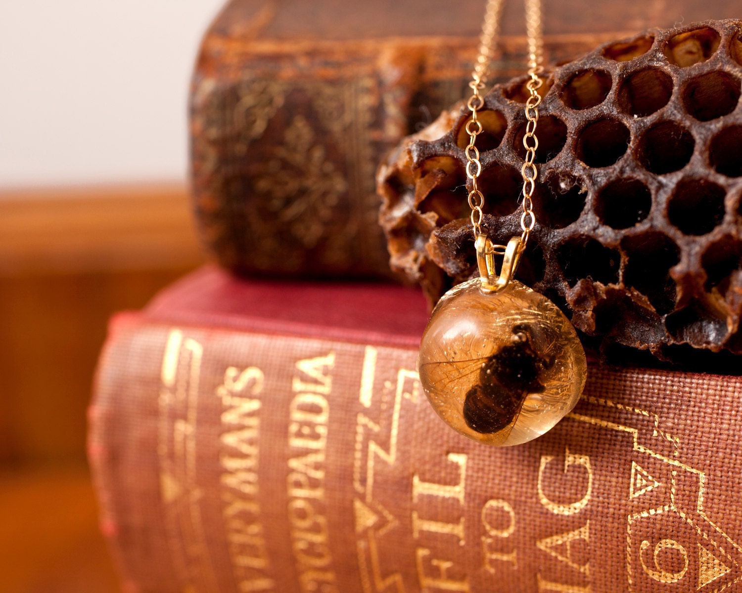 Round Real Bee Necklace, Colony Collapse Jewelry