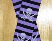 Kids Legwarmers - Purple pirate skulls and stripes