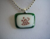 tent camping - handmade glass fused necklace