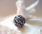 Hedgehog Ring, in Black White and Gold ,Mother's Day gift, Polymer clay Handmade Jewelry