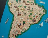 South America Natural Resources Vintage Original Map Number 205