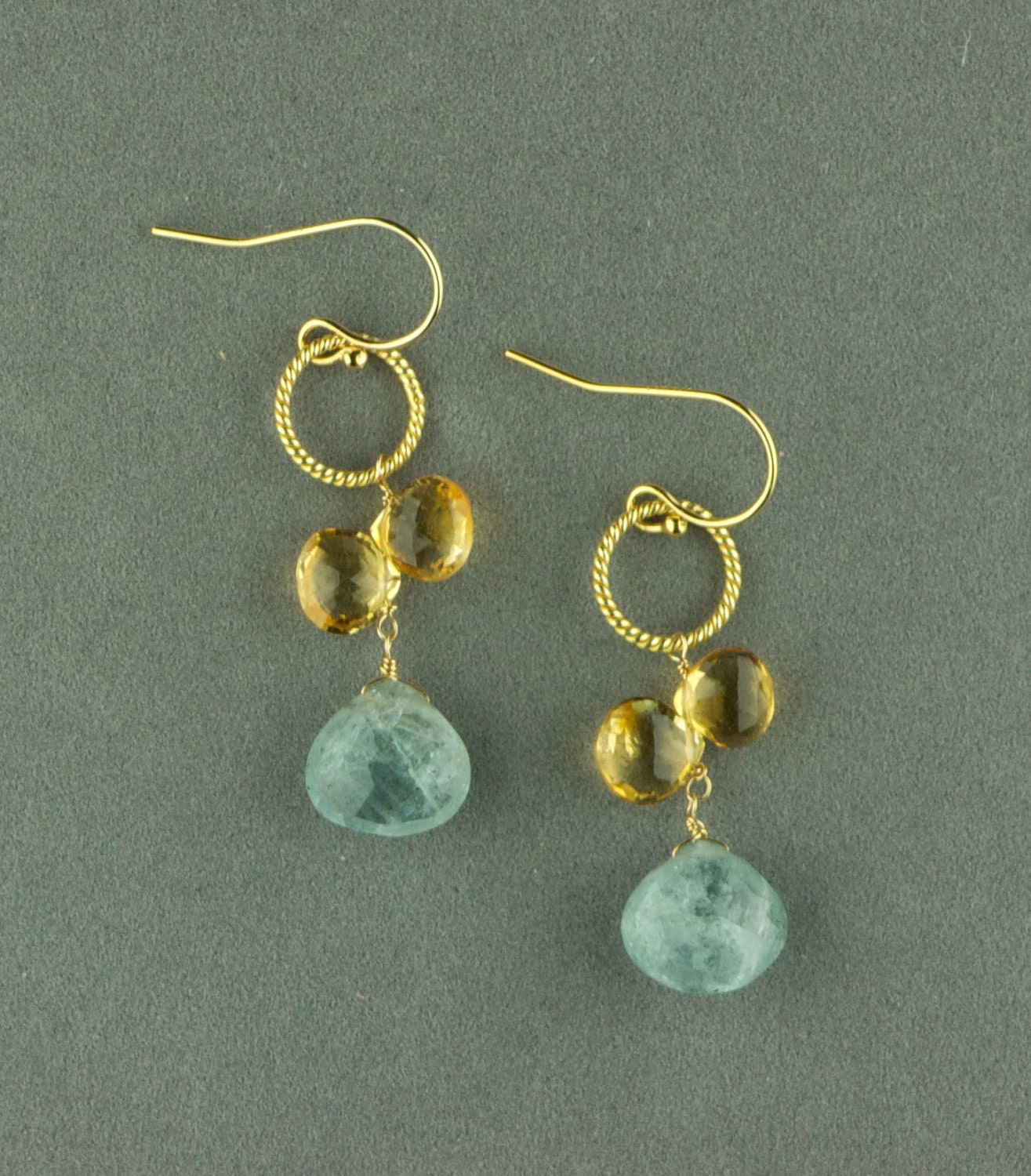aquamarine citrine earrings in gold