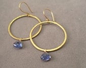 kyanite gold hoop earrings