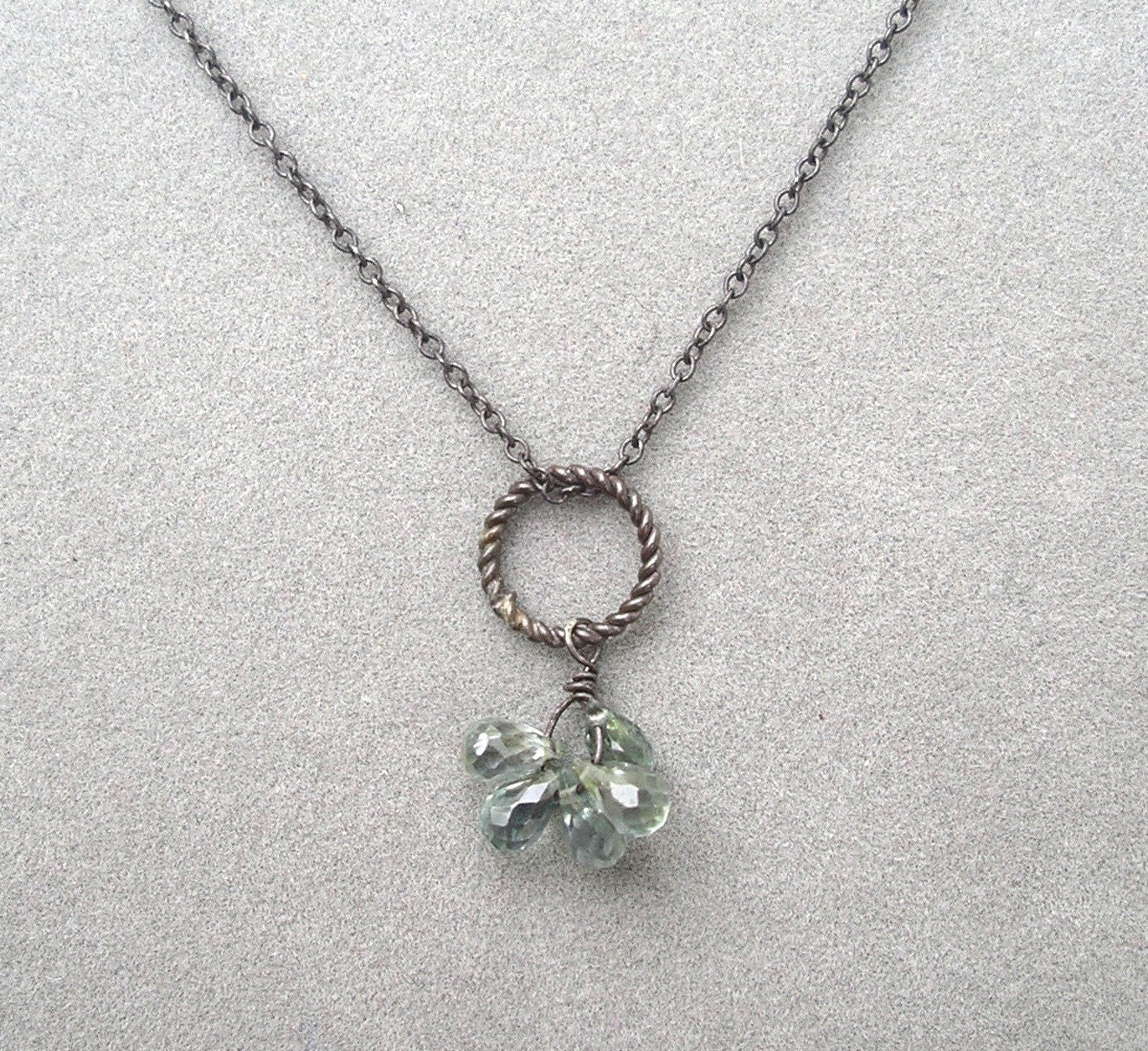 blue green sapphire charm necklace by rockedjewelry
