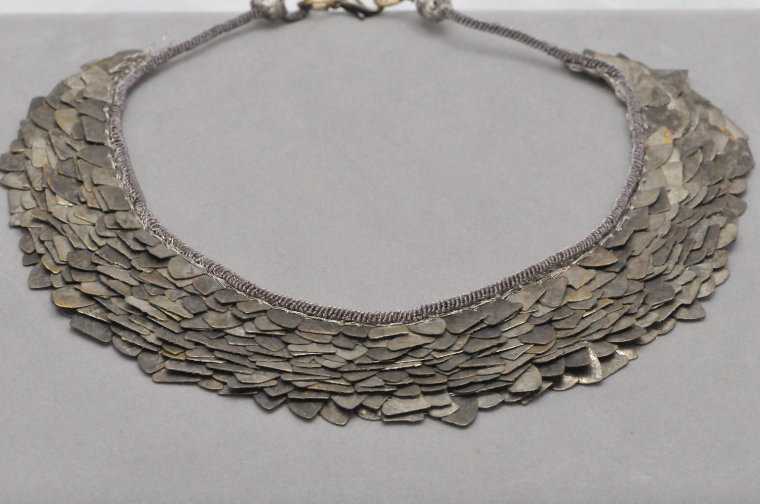 bib necklace bronze metal industrial