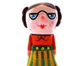 Clay Brooch, hand painted miniature doll, Jemima