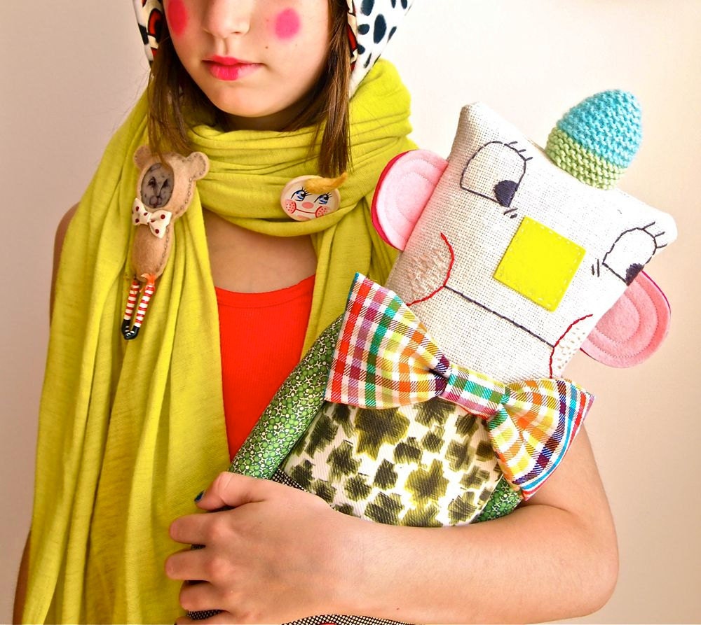 New Year Sale, Art Doll Fabric, cloth, textile, soft sculpture, Sid Square