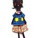 Rag doll cloth artists doll dark brown linen embroidered face Molly Dolly, Claudia Meringue