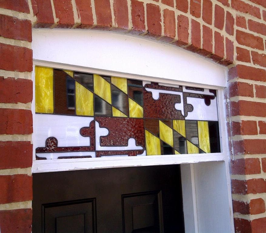 Stained Glass Transom Window - Maryland Flag Design (TW-1)