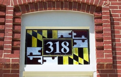 Stained Glass Window - Maryland Flag Transom (AM-35)