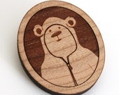 A bear named Brad wood brooch, pin