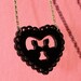 Kissing Bunnies - Modern Heart Necklace in Black