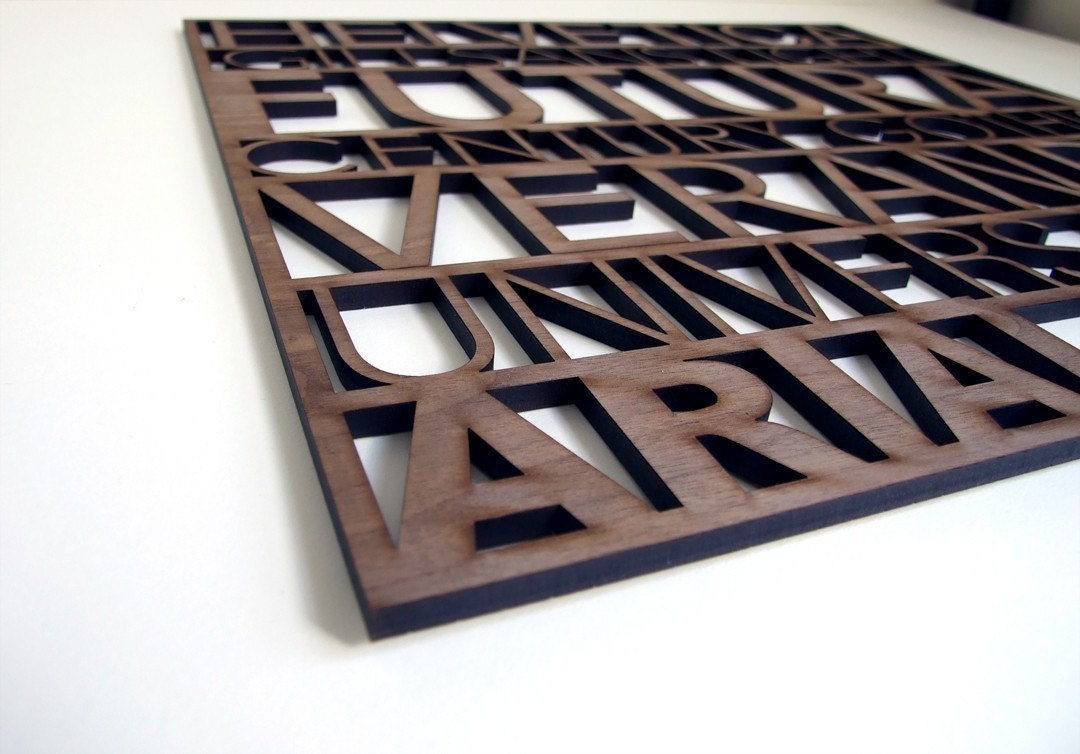 Sans Serif Typography Wood Wall Art