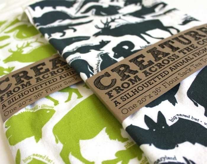 Kitchen Towel - 50 State Animals - Dark Blue