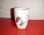 Baby Announcement Mug personalized with baby feet your choice of color
