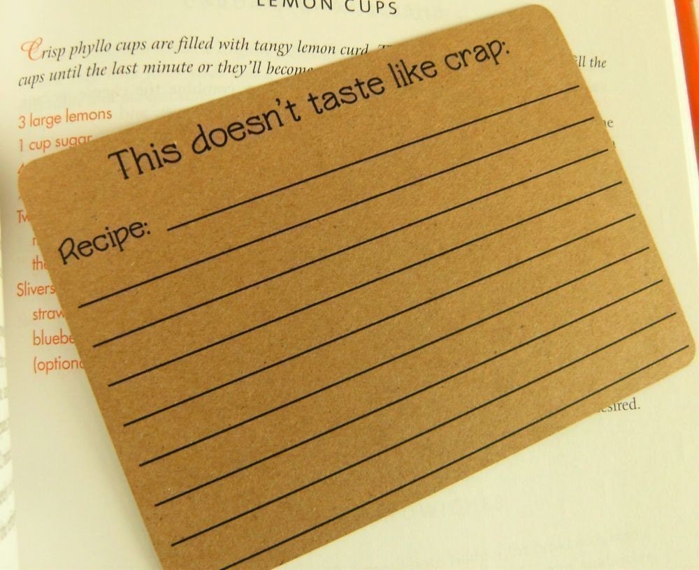 This doesn't taste like crap - recipe cards set of 10