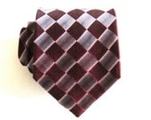Necktie Dark Maroon and Gray Mens Silk Tie