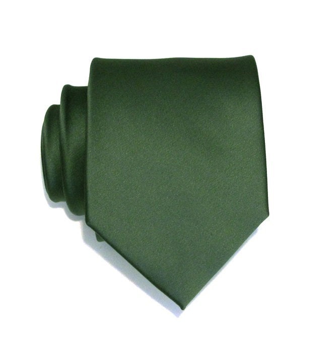 Necktie Dark Moss Green Silk Mens Tie