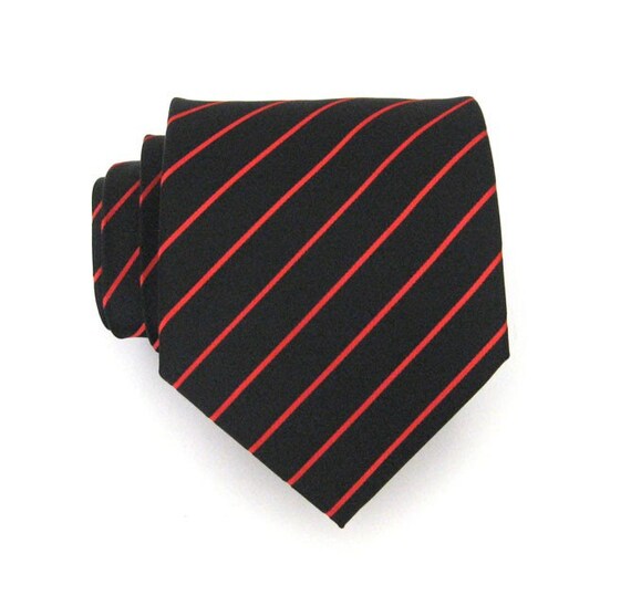 Necktie Red and Black Stripe Men Silk Tie