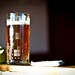 Tetris themed drinking glass with sandblasted design
