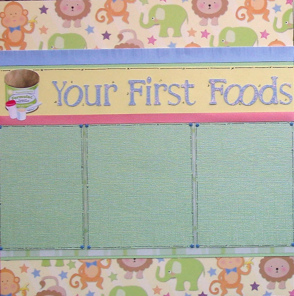 12x12 double page scrapbook layout Baby's First Foods