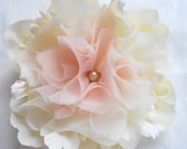 Ella Ivory and Swan Pink Peony, Bridal Hair Flower, Blush, Gold, Pearl, Silk, Wedding, Bride, Bridesmaid, Clip, Comb