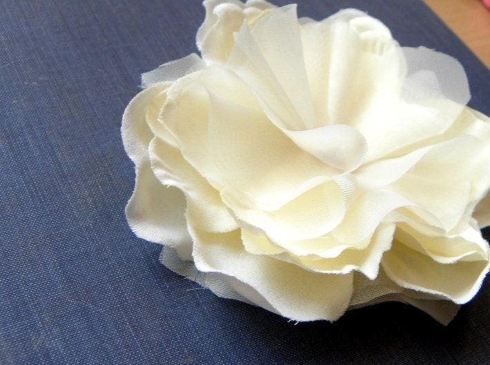 Rustic Tennessee Champagne Ivory Hair Flower with Bronze Copper Pearls- Bridal- Wedding