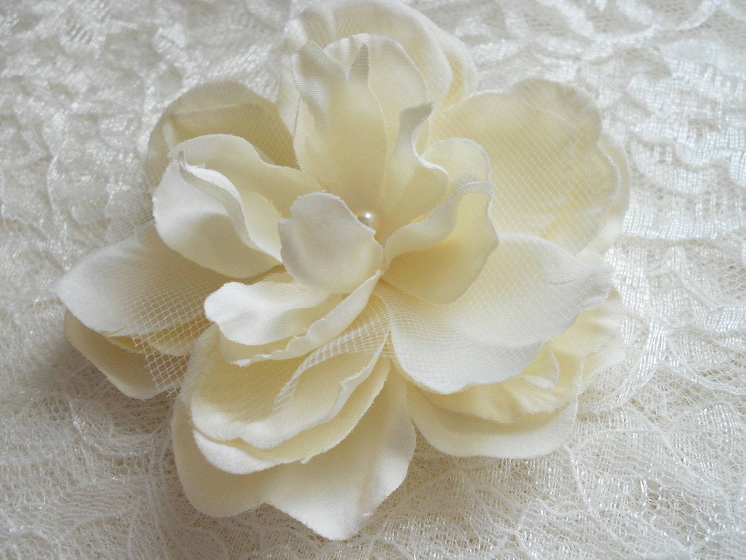 A Little Grace Bridal Ivory Peony Hair Flower, Wedding, Gift, Bridesmaid, Fascinator, Hair, Pearls, Sweet, Simple, Elegant