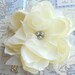 Small Pacific Ivory Peony Bridal Hair Flower with Silver Grey Pearls- Weddings, Bridesmaid, Set, Pearls, Gift