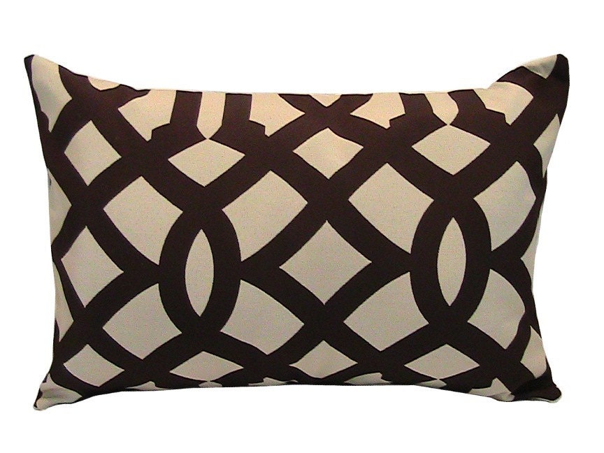 Free US Shipping-Decorative Designer Pillow Cover- Imperial Java Trellis-12X18 inch lumbar