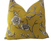 Free US Shipping-Designer Pillow Cover-18x18 -Vintage Blossom In Citrine-Reserved for Greta