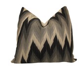 Free US Shipping-Decorative Designer Pillow Cover-Ikat Chevron In Black & Grey Gradation-18x18