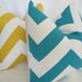Decorative Designer Pillow Cover-18x18 inch-Teal & White Large Chevron