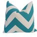 Decorative Designer Pillow Cover-18x18 inch-Teal & White Large Chevron