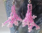 Beaded Earrings Pink Coral Vine Small