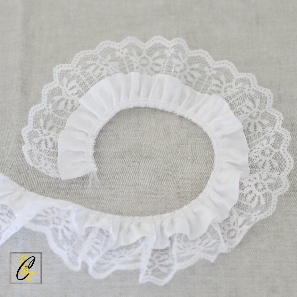 2 yards of White Ruffled Satin and Lace Ribbon