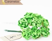 24 Green Crinckle Millinery Paper Roses Flowers